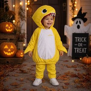 Nickelodeon Baby Shark Halloween Costume 12-18 M Toddler Yellow Cute Cosplay 3pc